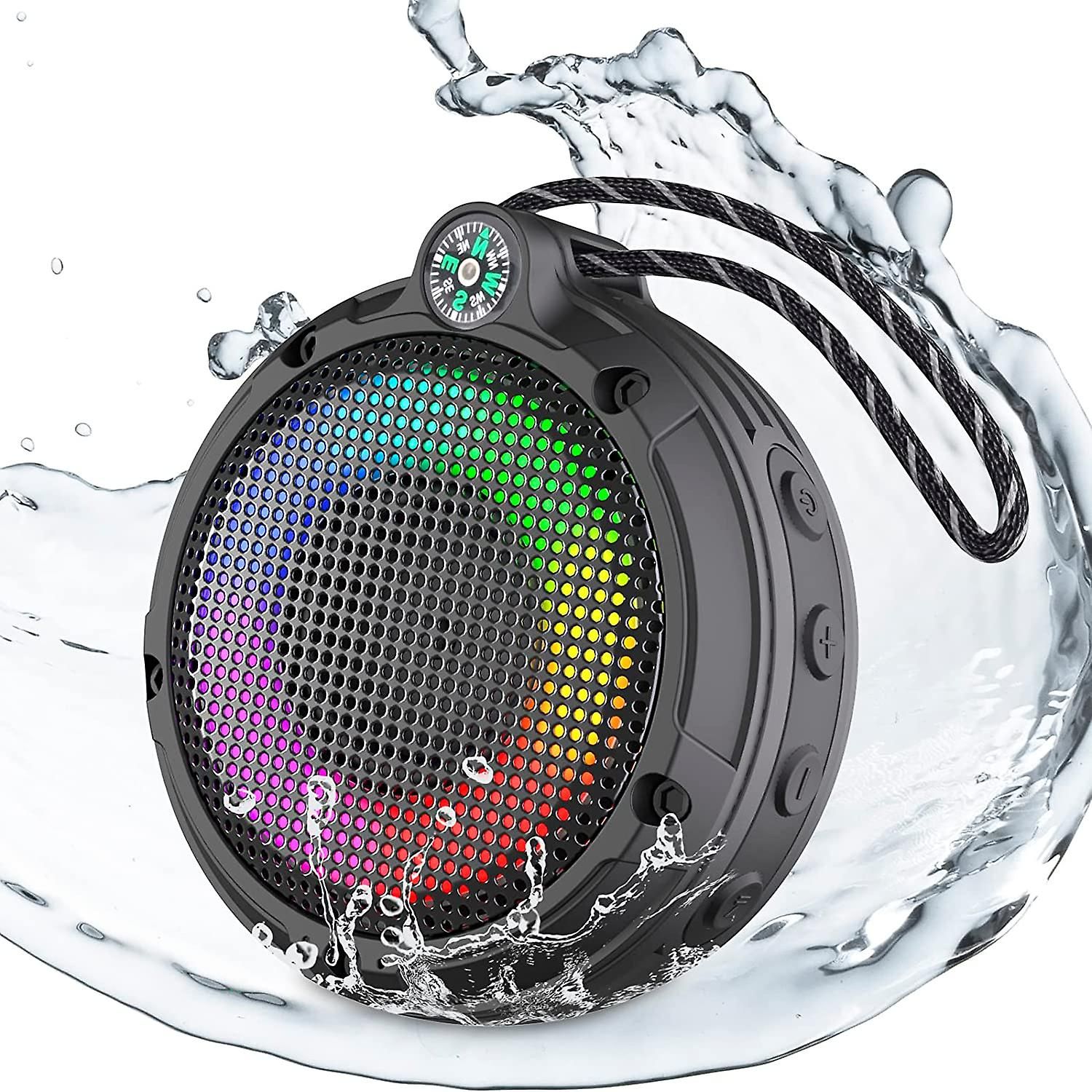 Haut-parleur de douche Bluetooth Ynong résistant à l'eau, radio portable extérieure avec lumière LED