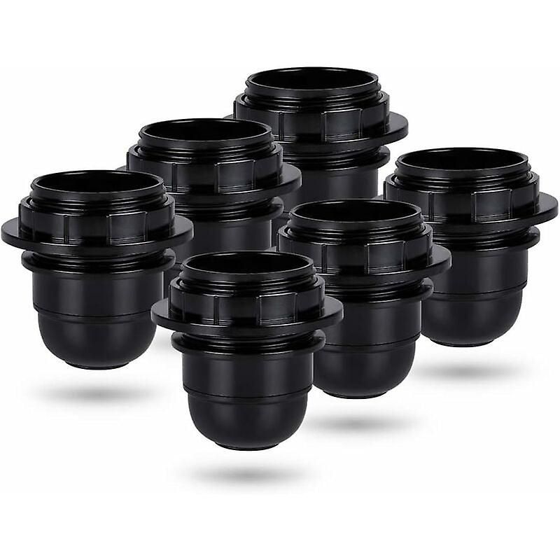Ynong E27 Screw Base - 6 Black E27 Bulb Holders with Plastic Ring