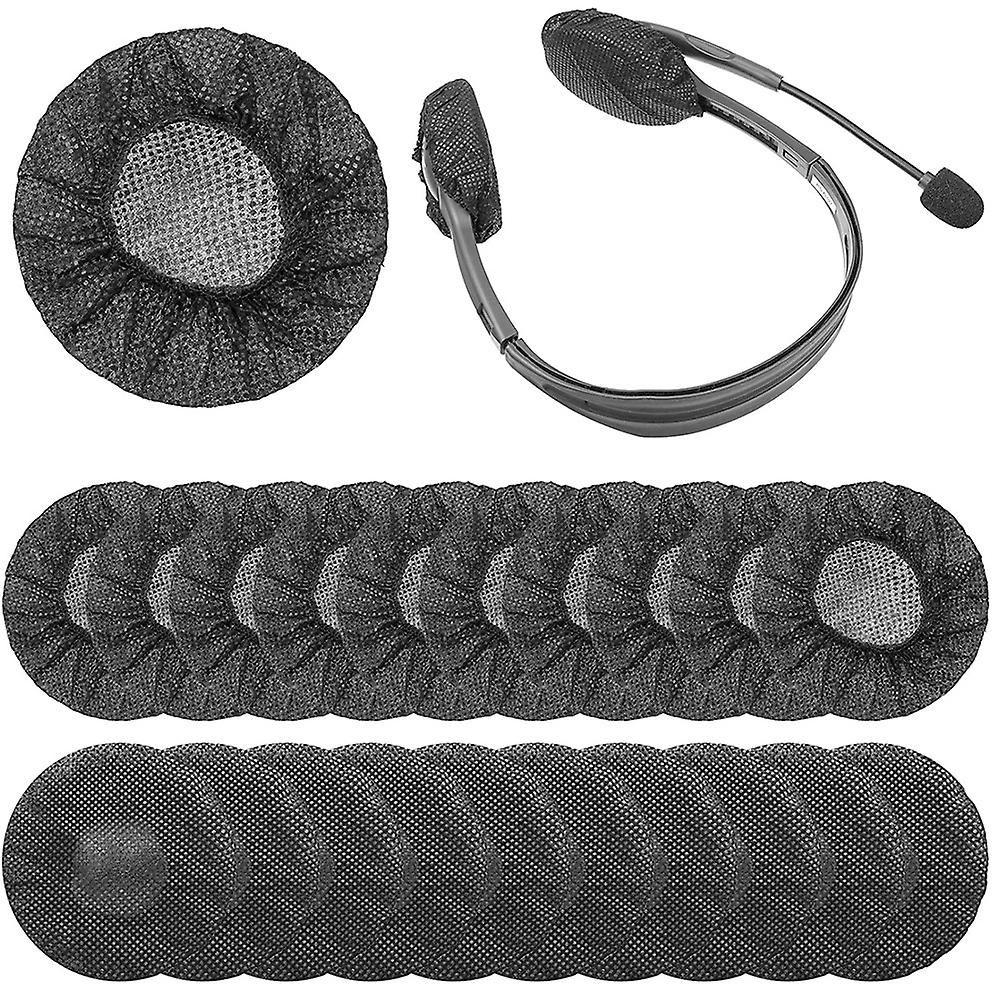 Ynong 100-Pack Disposable Fabric Ear Covers for Headphones, Fit Most Over-Ear Headsets (Black)
