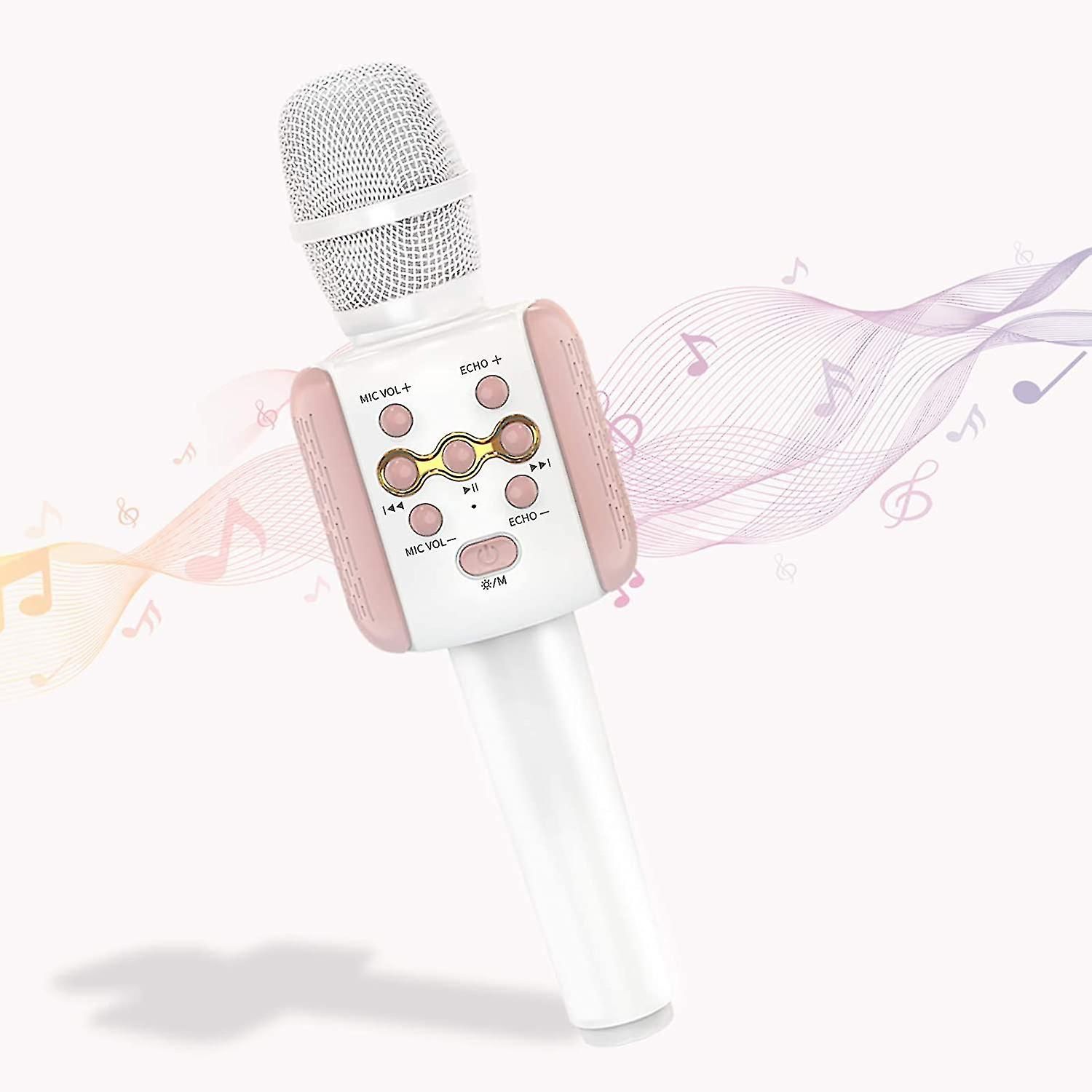 Microphone sans fil Bluetooth pour karaoké avec lumière LED Ynong - Machine de karaoké pour enfants