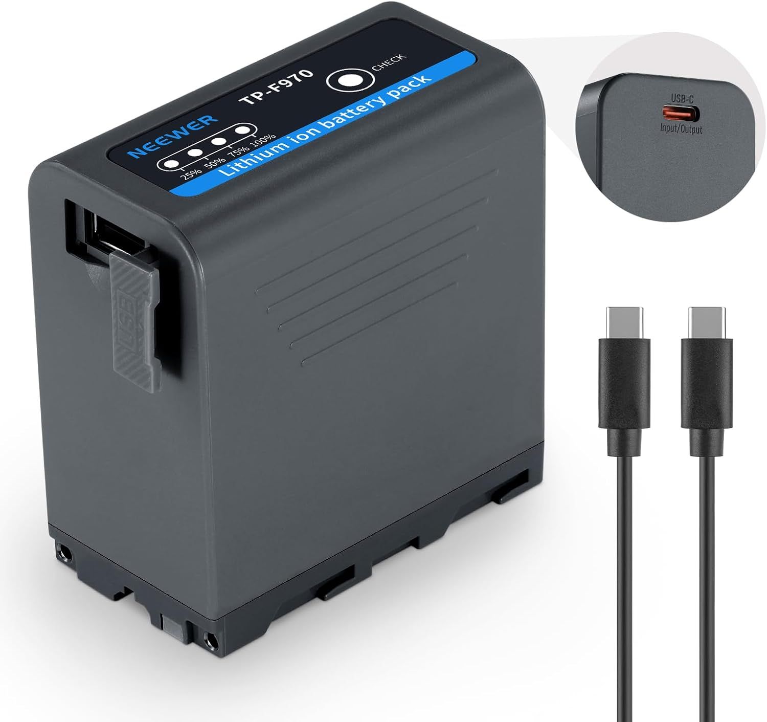 Neewer NP-F970 10500mAh Battery for Sony FX3/FX30/A7, Canon R5, Nikon Z8, 20W USB C Fast Charge Camera Battery Rechargeable for DSLR, Camcorder and Lighting