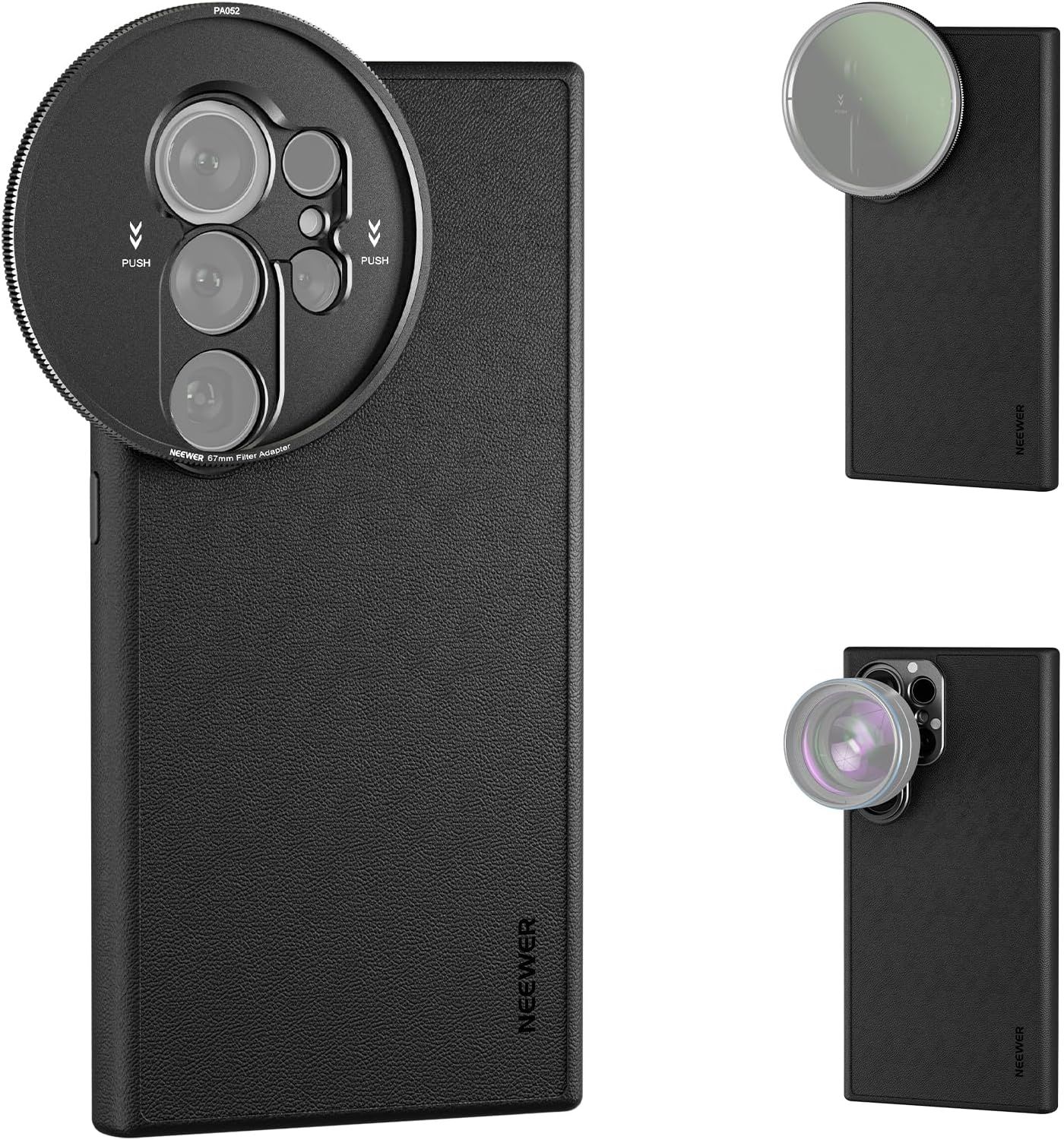 Estuche de protección Neewer para S24 Ultra de cuero sintético con montaje, compatible con carga MagSafe de Samsung Galaxy S24 Ultra