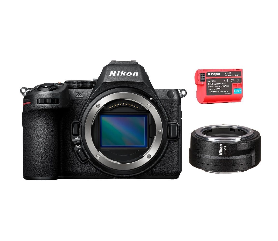 Cámara de formato completo Nikon Z5 II + adaptador FTZ II + batería Kingma de 2400 mAh (Nikon EN-EL15)