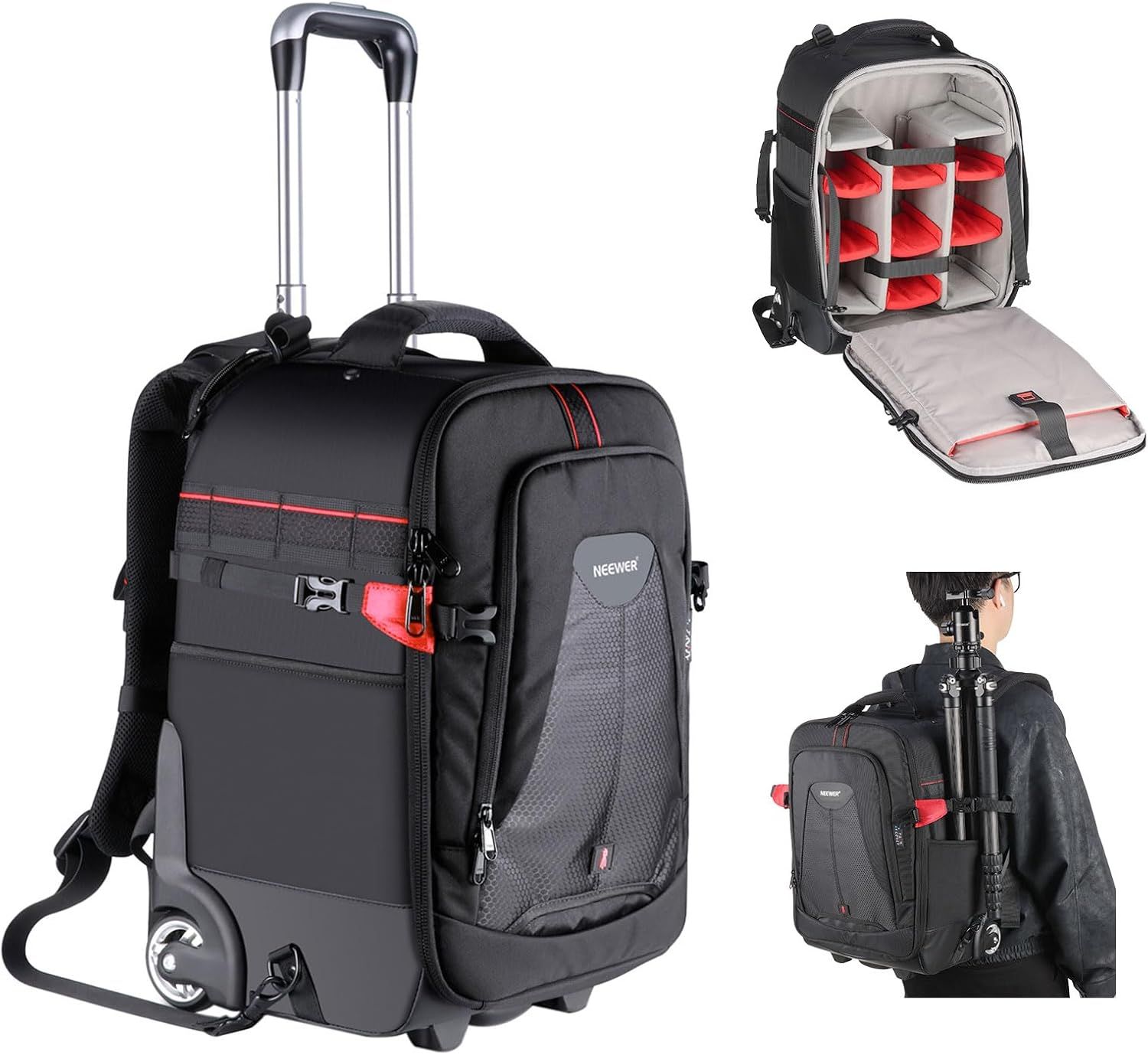 Bolsa de cámara con ruedas Neewer 2 en 1 - Duradera y impermeable