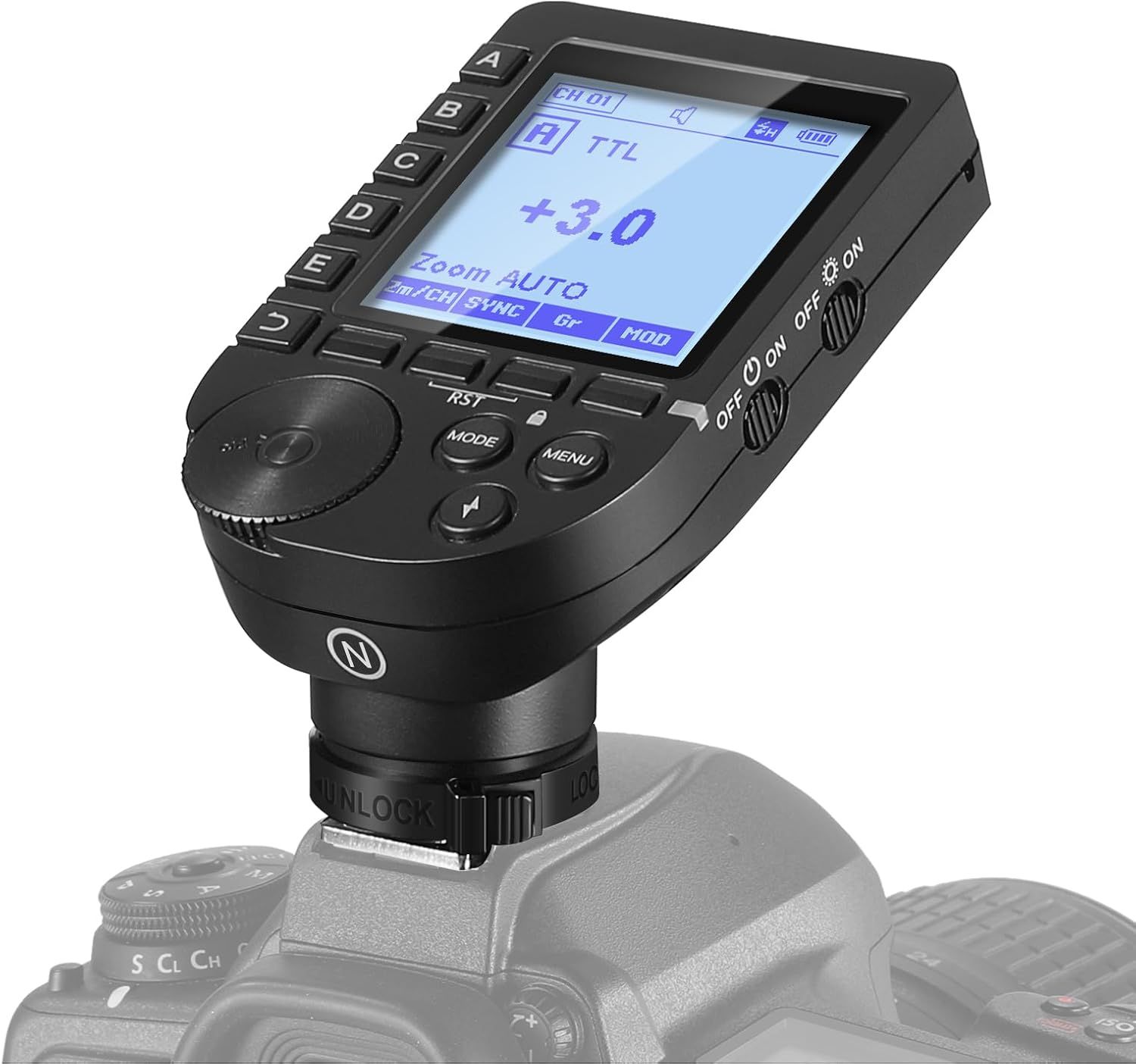Disparador de flash inalámbrico Neewer QPRO-N TTL con 5 grupos personalizables de 9 funciones