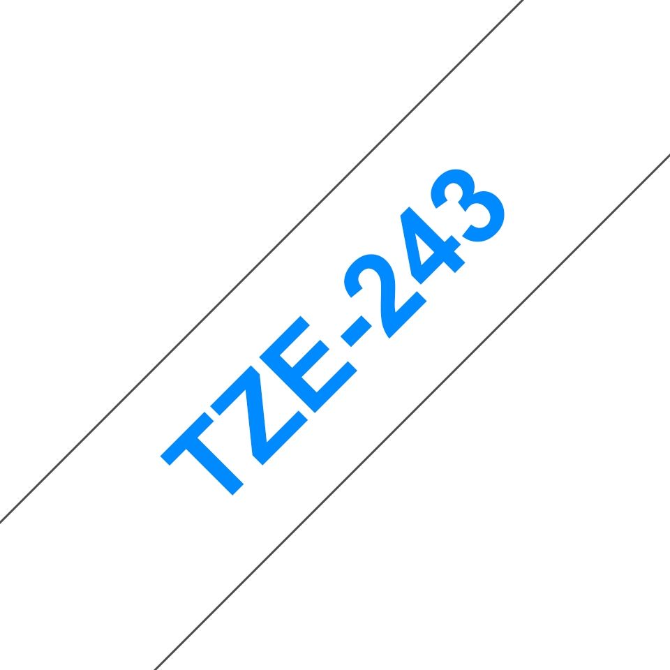 Brother Tze-243 Laminated Tape - 18mm x 8m Blue/White
