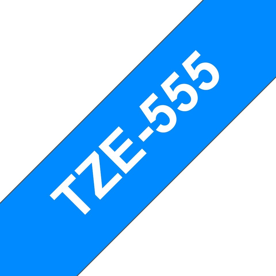 Brother Tze-555 Laminated Tape - 24mm x 8m White/Blue