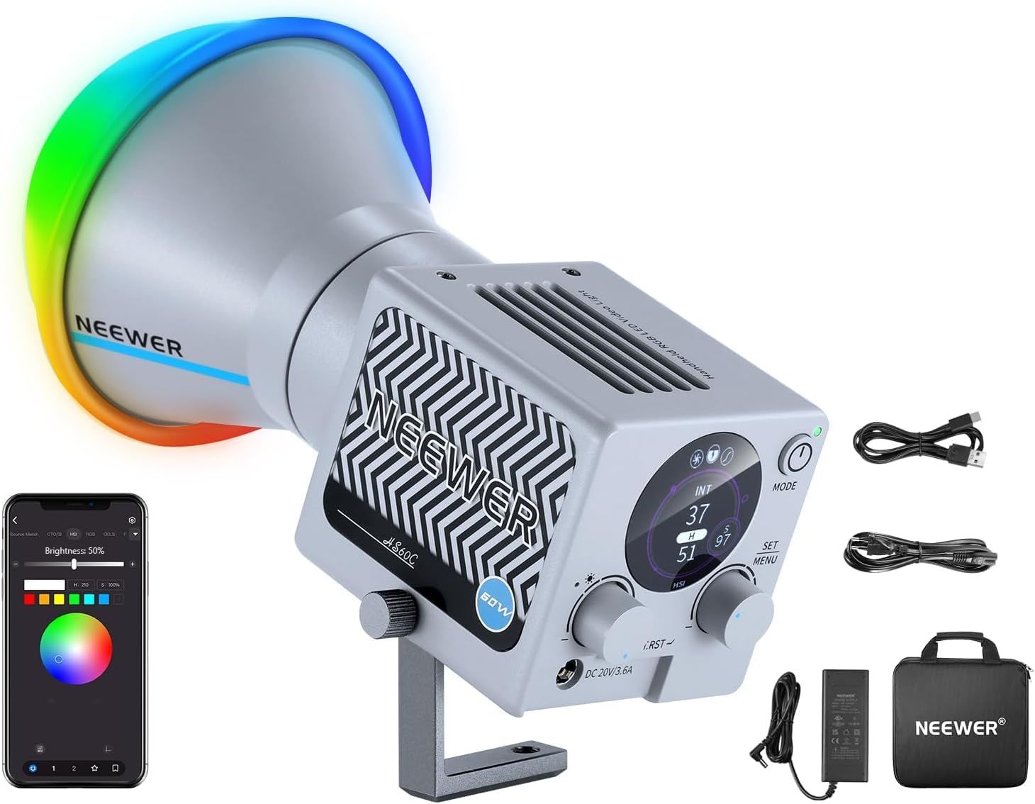 Lámpara de video portátil Neewer 60W COB Mini