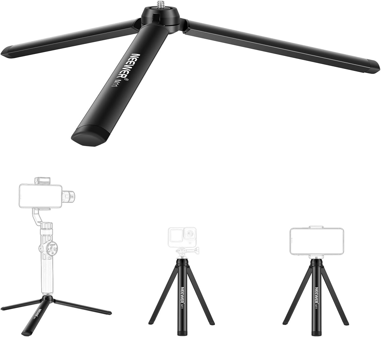 Tripode compacto de metal Neewer, soporte de escritorio, compatible con M2 Crane, Smooth Q2, estabilizador de mango con cardán y todas las cámaras