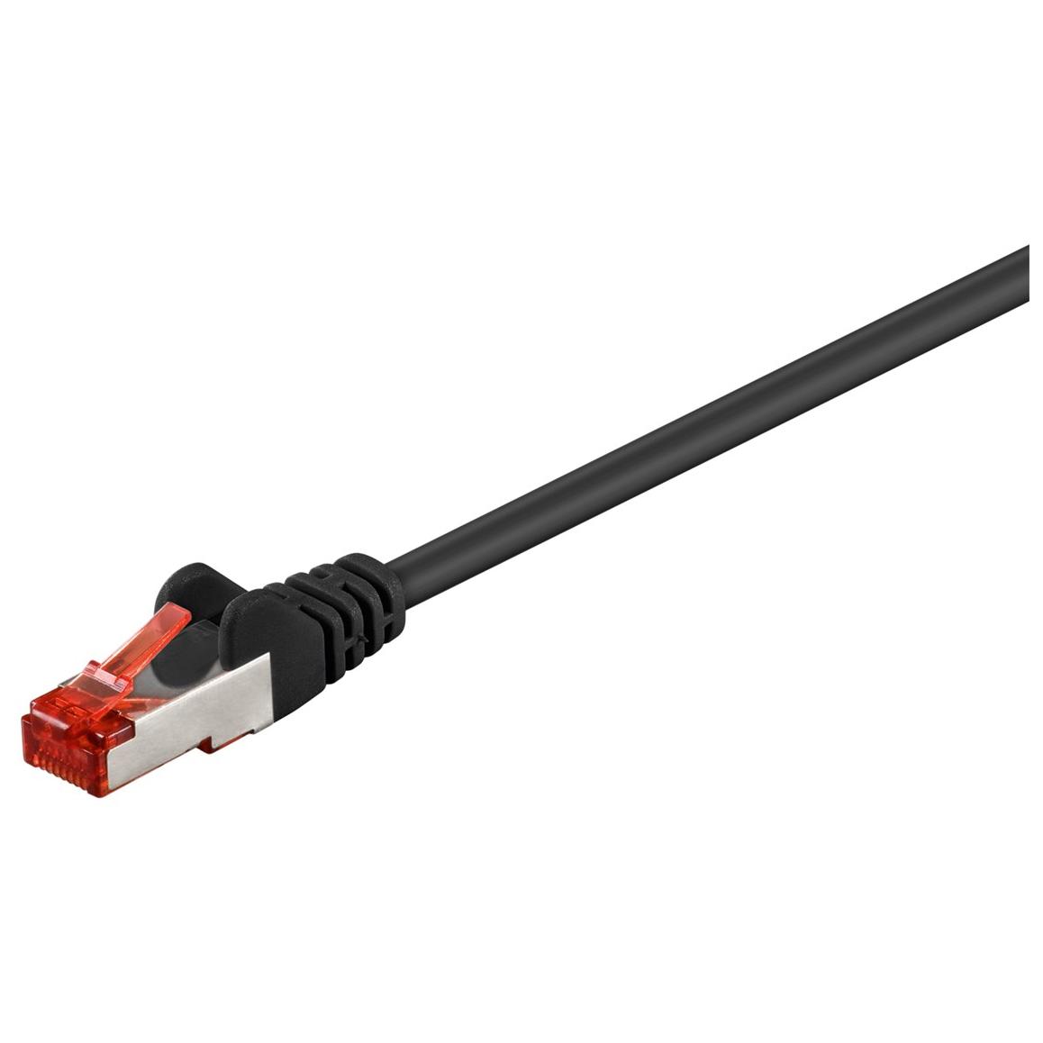 Cable de red Wentronic Goobay - 3 m, RJ-45 (M) a RJ-45 (M), Cat6, blindado, negro