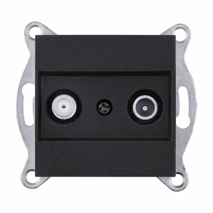 EXEN Final TV/SAT Socket - Metallic Black - Frame-less Mechanism - UV Resistant - Recess Mountable