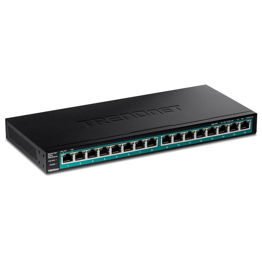 Trendnet TPE-TG161H Gigabit Ethernet Switch (10/100/1000) with PoE, Black