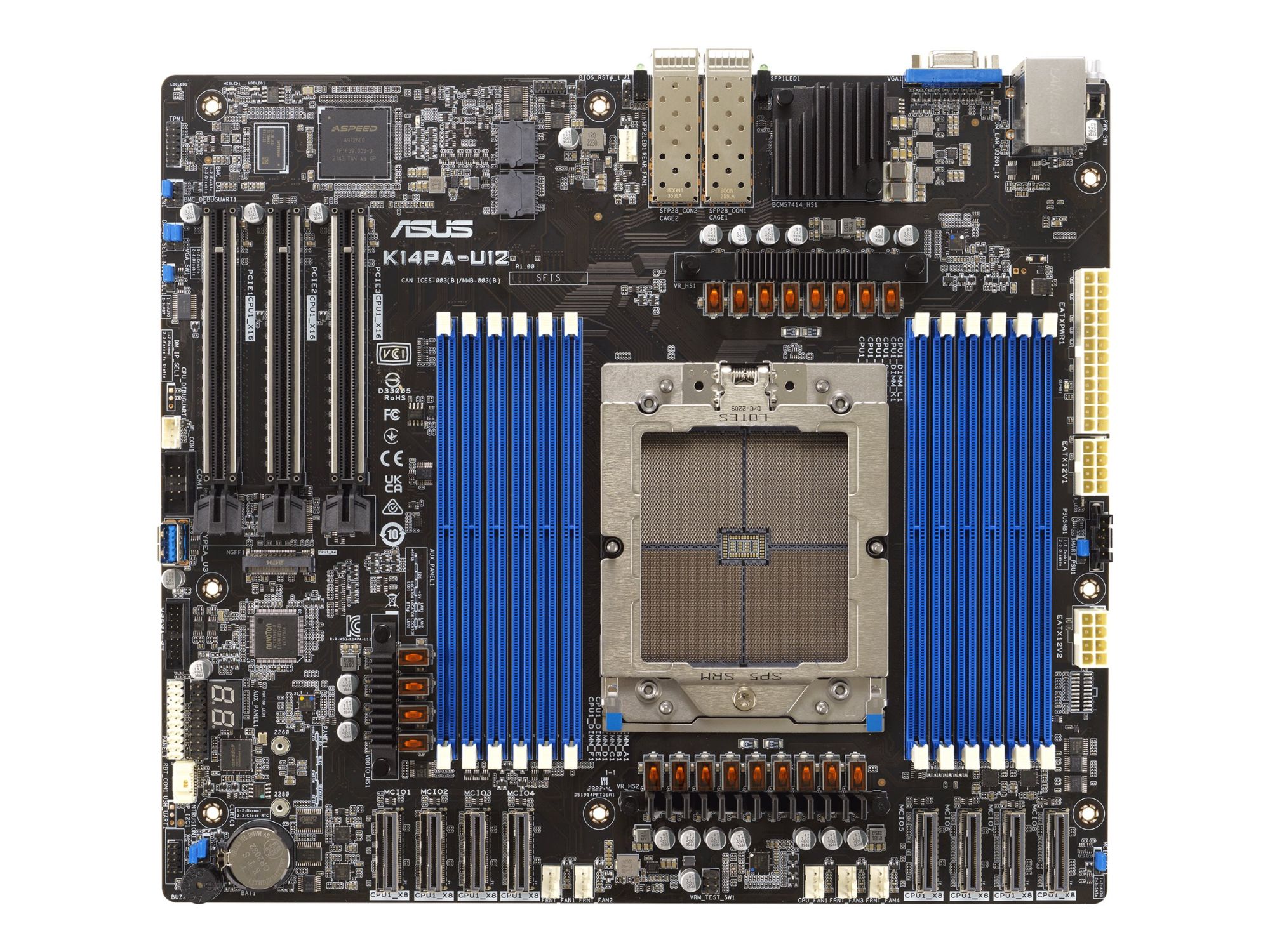 Asus K14PA-U12 Motherboard - SSI CEB - No CPU AMD - SP5 Socket - 2x25 Gigabit LAN - Integrated Graphics