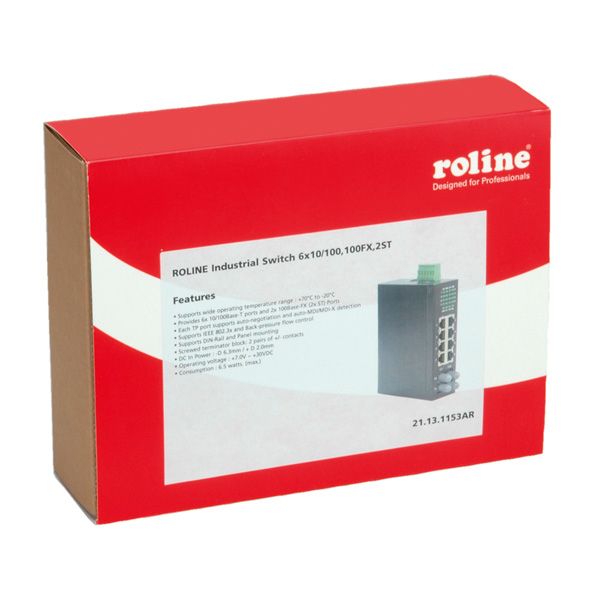 Roline Industrial Switch, 6x RJ-45, 2x ST, Non-Managed