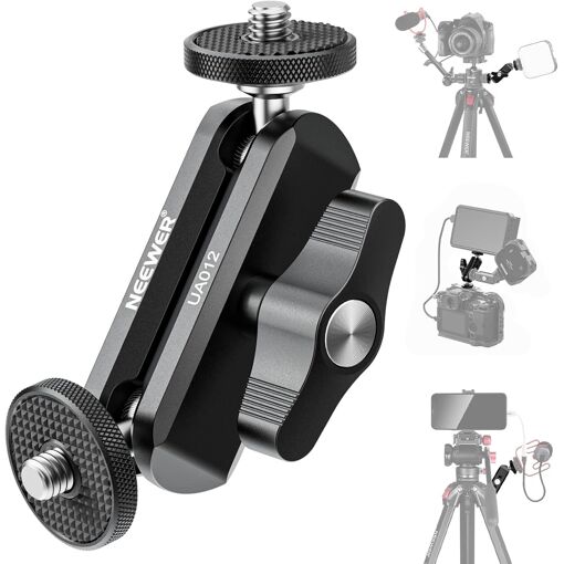 Bras articulé flexible Neewer avec double rotules, alliage d'aluminium usiné CNC avec vis et trous 1/4'' pour moniteur de caméra, lumière LED, microphone, trépied, compatible avec la cage SmallRig, UA012