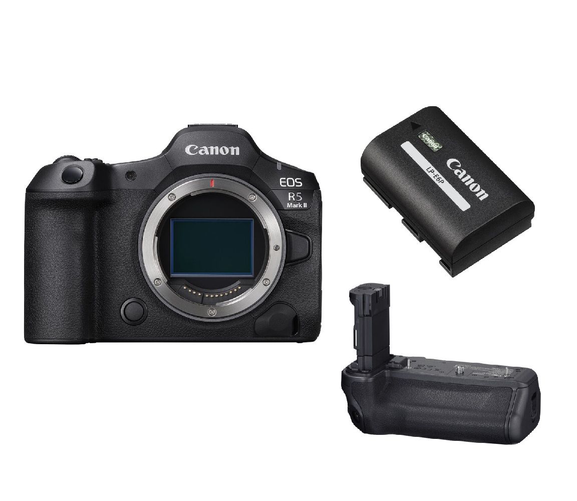 Canon EOS R5 II 45MP Camera Body + Canon BG-R20 Grip + Canon LP-E6P Battery