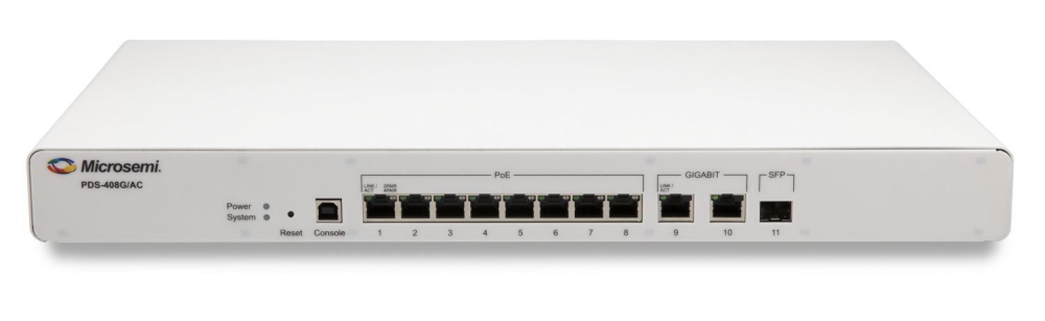 Microsemi PDS-408G Managed L2 Gigabit Ethernet (10/100/1000) Ethernet Connection, PoE Support via Port