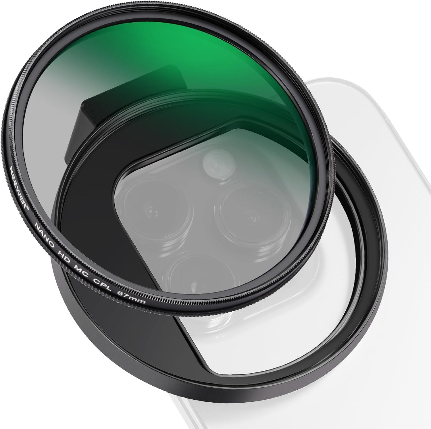 Neewer 67mm CPL Filter for Smartphone - Polarizing Lens Filter with Metal Clip - Compatible with iPhone 15 Pro Max, 14 Pro Max, 13 Pro Max, 13 Mini, 12, 11, X, XS Max