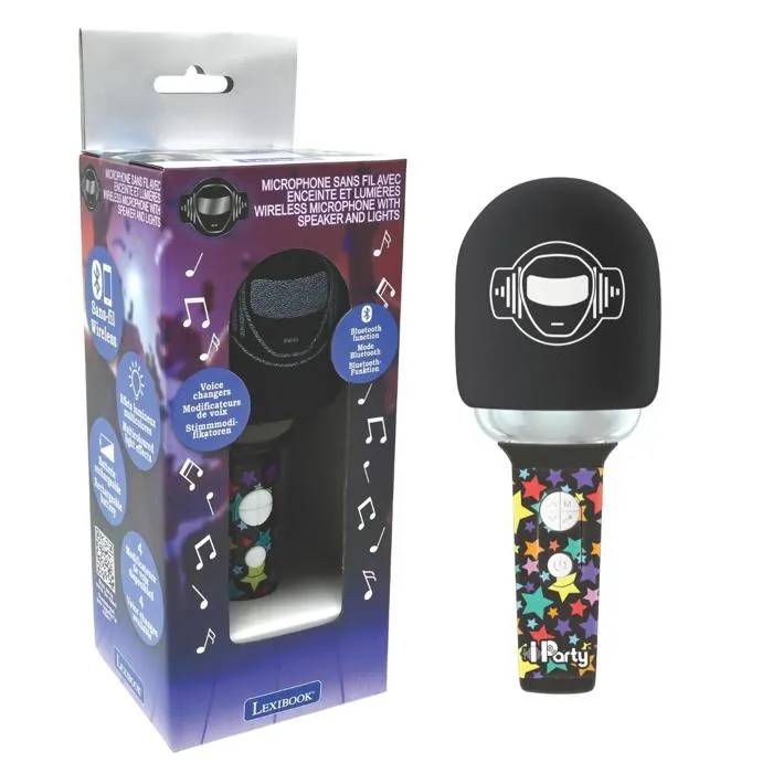 Lexibook Bluetooth/Wireless Karaoke Microphone with Sound and Light Effects