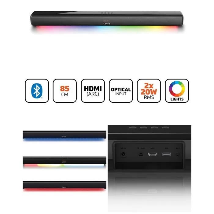 Lenco Soundbar - SB-042 - 85cm - 40W RMS - Bluetooth 5.0 - HDMI (ARC)