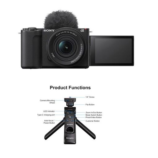 Kit Sony ZV-E10 II con lente 16-50mm y soporte Kingma BM-SR4 - Negro