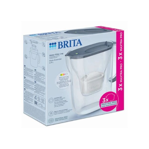 Brita Style Essential Cool Stone Blue Water Filter + 3 MaxTra Cartridges
