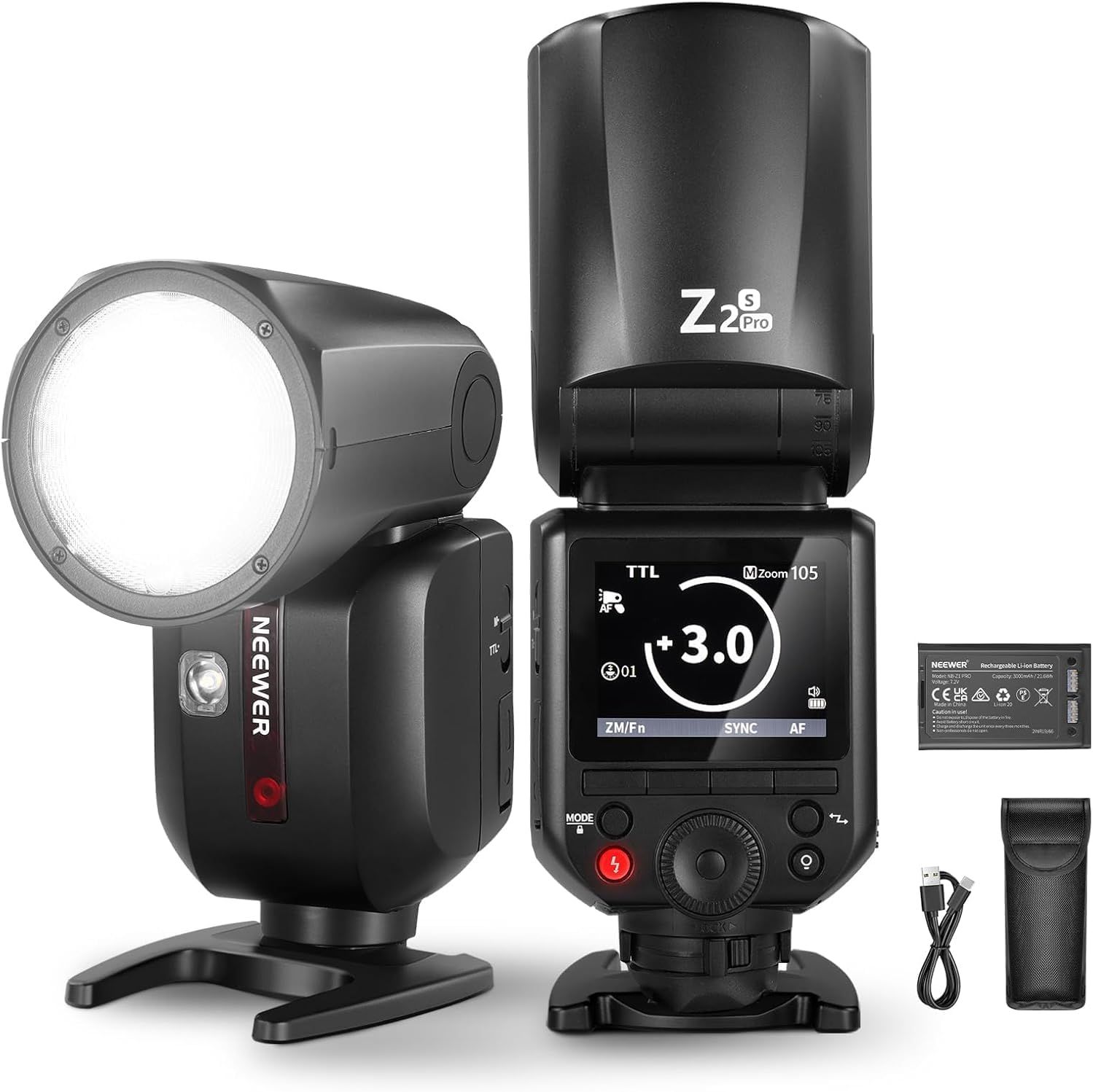 Neewer Z2PRO-S Speedlite 2.4G for Sony - Round Dome, Godox Wireless Compatible, 76Ws HSS 1/8000s, Improved Interface, TTL/M-TCM Selector, Full Power 600 Flashes