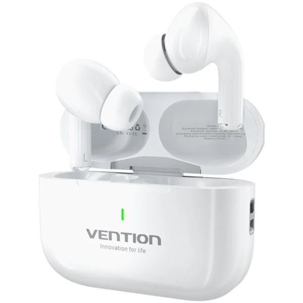 Vention Echo Lite E11 Bluetooth Earbuds with Charging Case - 6-Hour Battery Life - White