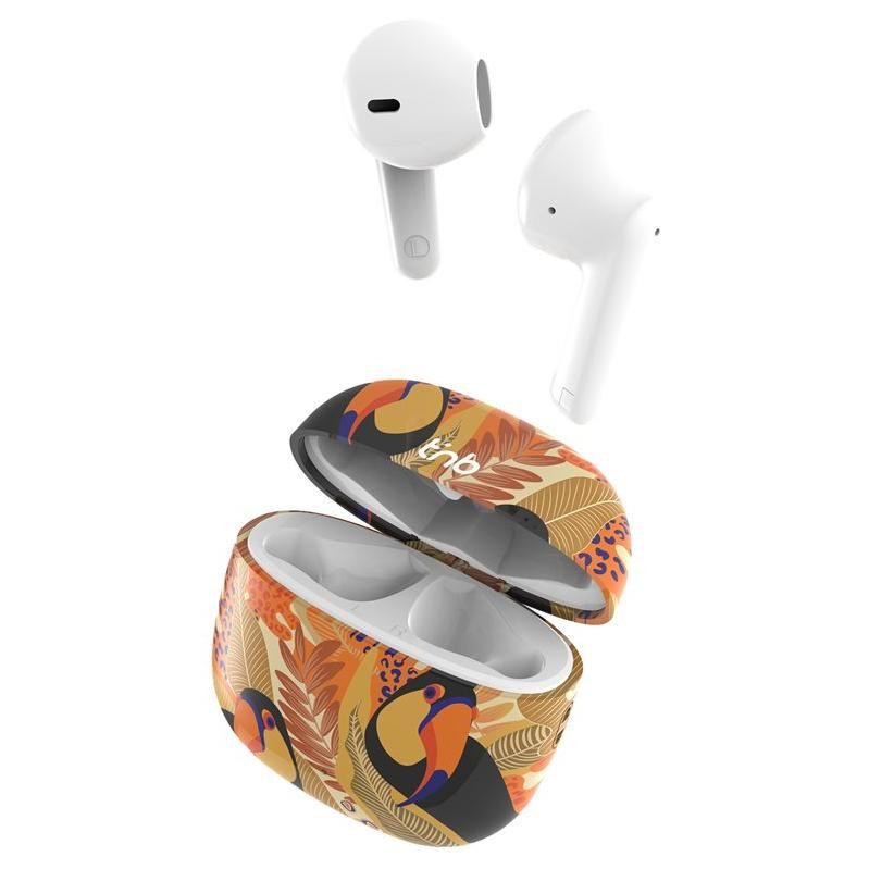 TNB Exclusiv Toucan Wireless Earbuds with Microphone - Orange, Yellow