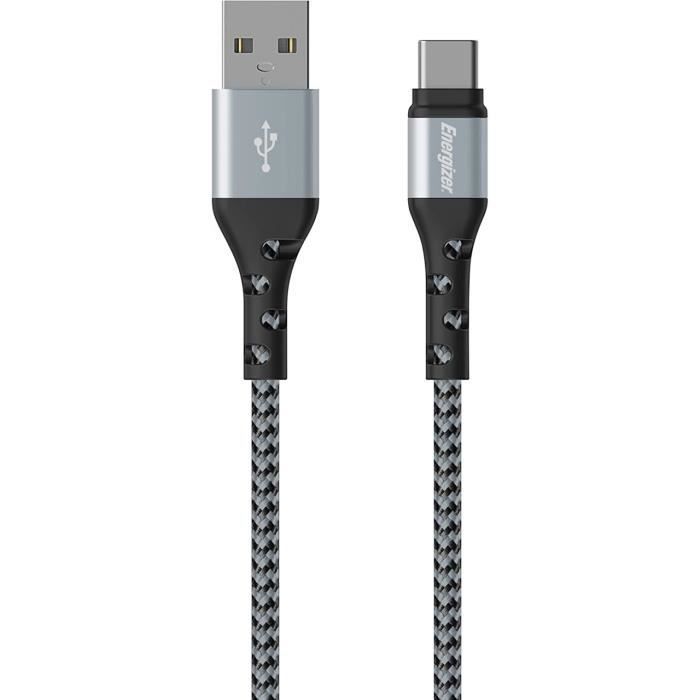 Energizer USB-C Treated Cable - Long Charger - High Resistance - Silver