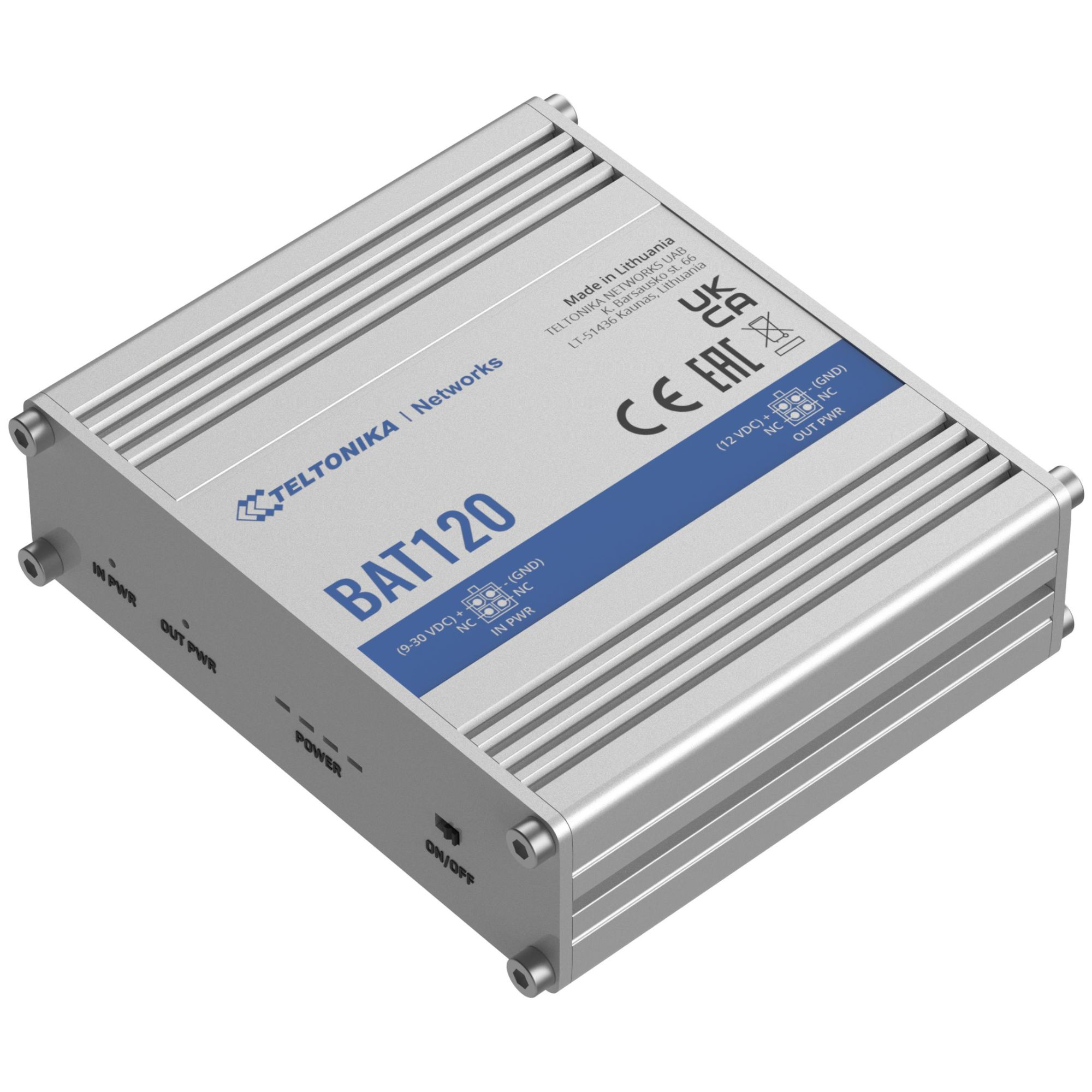 Teltonika - Alimentation électrique (montable sur rail DIN/externe) - DC 9 - 30 V - 22 watt - 2 x batterie - Lithium Ion - 17 Wh