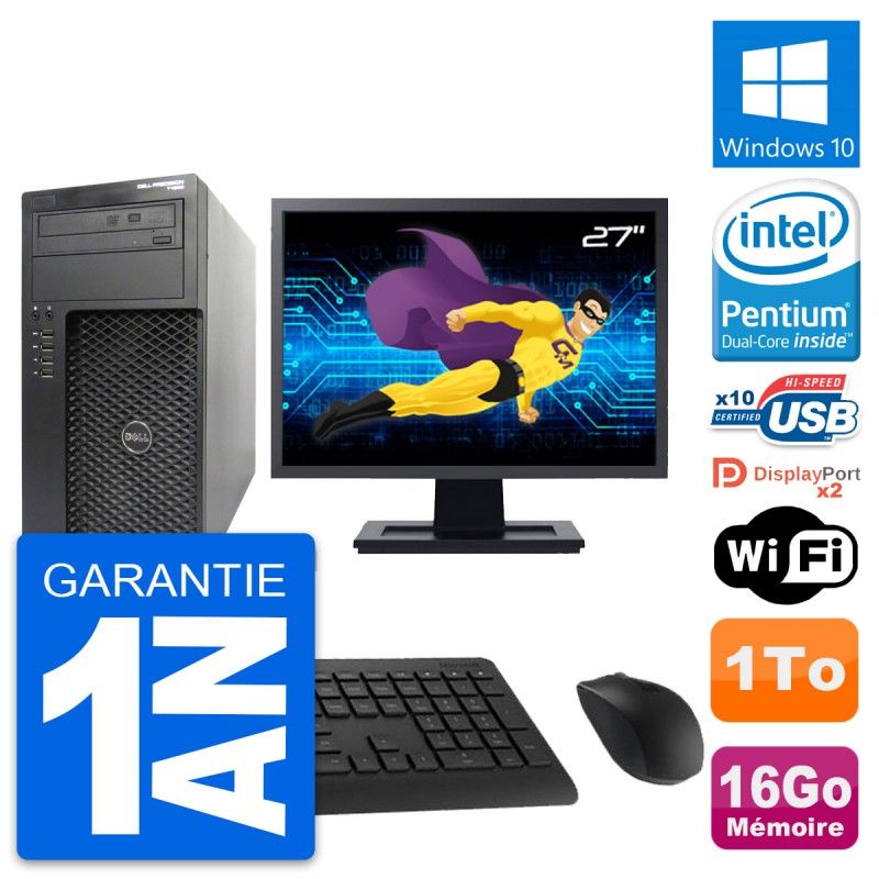 Dell Precision T1650 27" All-in-One PC - Intel Pentium G2020, 16GB RAM, 1TB HDD, Windows 10