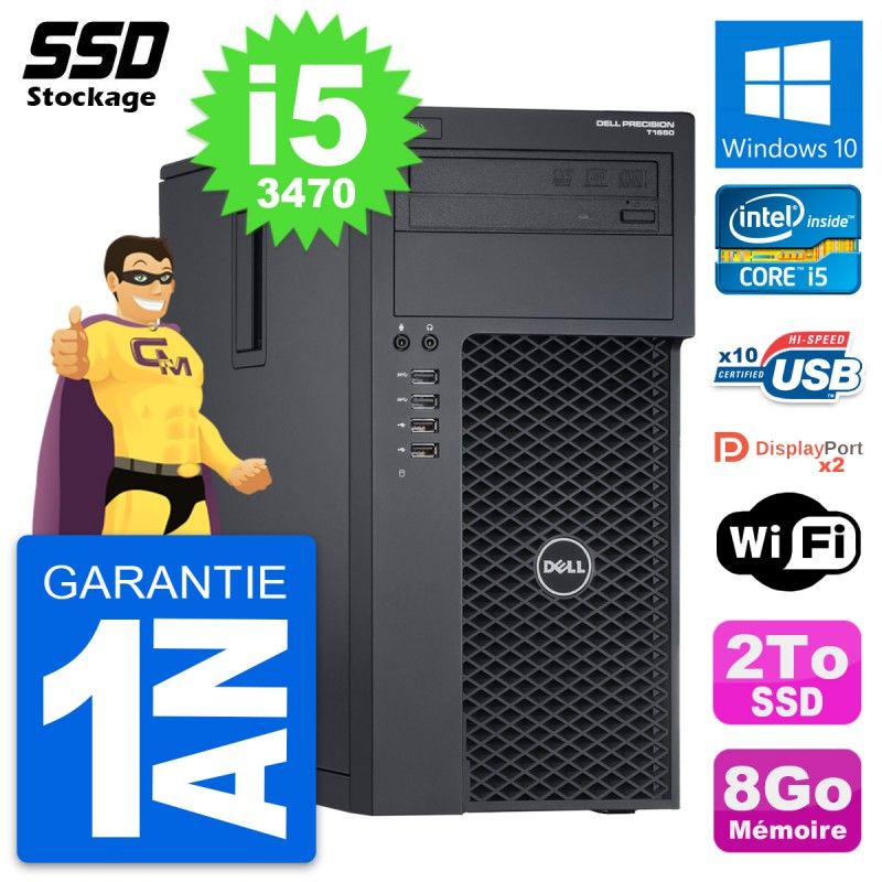 Dell Precision T1650 Desktop PC - Intel Core i5, 8GB RAM, 2TB SSD, Windows 10