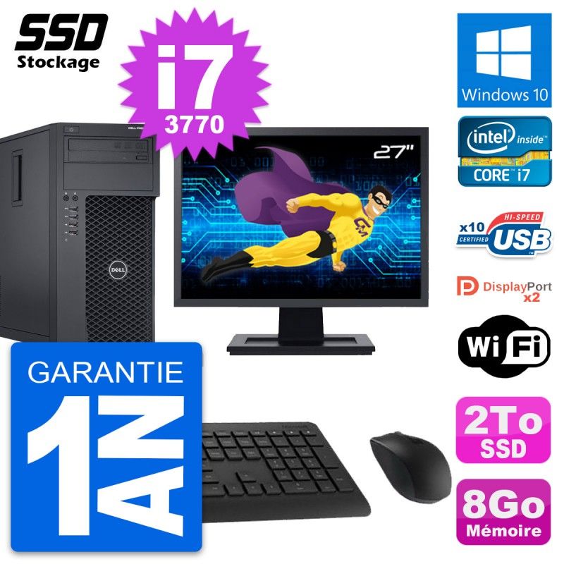Dell Precision T1650 27-inch All-in-One PC - Intel Core i7, 8GB RAM, 2TB SSD, Windows 10
