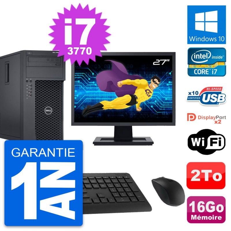 Dell Precision T1650 27-Inch Desktop PC - Intel i7, 16GB RAM, 2TB Storage, Windows 10