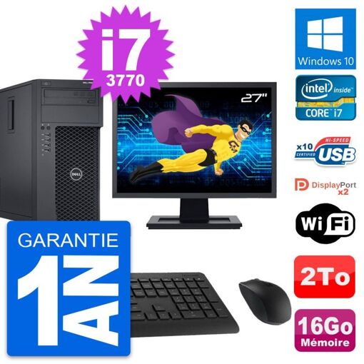 Dell Precision T1650 27-Inch Desktop PC - Intel i7, 16GB RAM, 2TB Storage, Windows 10