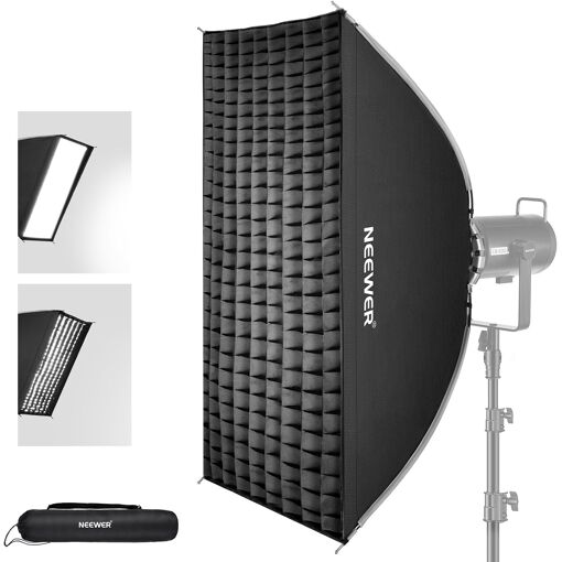 Neewer Quick Install Foldable Rectangular Light Box with Diffusers, Grid & Honeycomb Bag