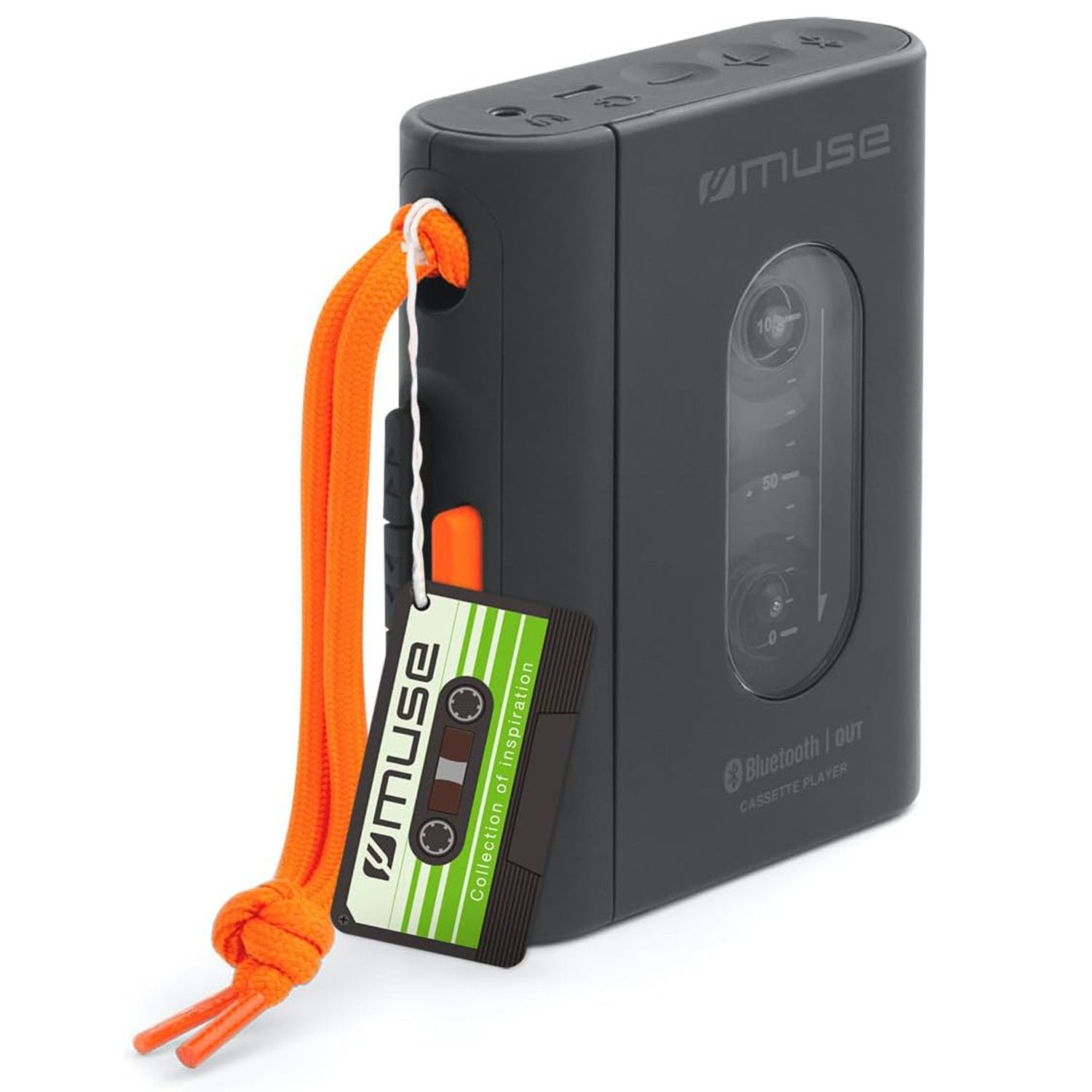 Muse M-132WM Cassette Player, Portable with Headphone Jack - Quick USB-C Charging - Elegant Design - Black