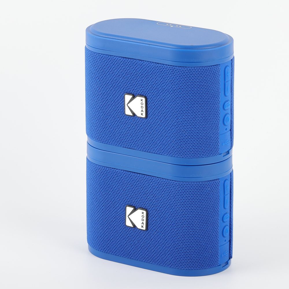 Kodak Soundbrix - Pair of Bluetooth Magnetic Speakers with Docking Mechanism, Wireless, Connects up to 100 Speakers, 3-hour Battery Life, Type-C Charging, 5W RMS Power - Blue