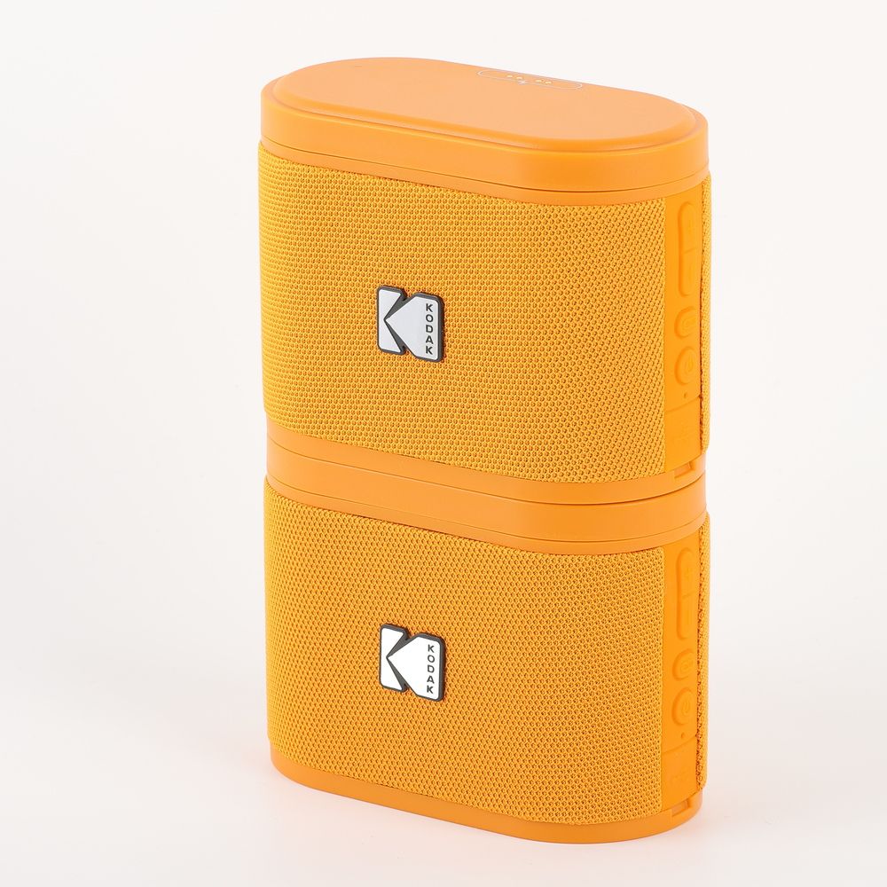 Kodak Soundbrix - Magnetic Bluetooth Speaker Pair with Docking Mechanism, Wireless, Connects up to 100 Speakers, 3-hour Battery Life, Type-C Charging, 5W RMS Power - Orange