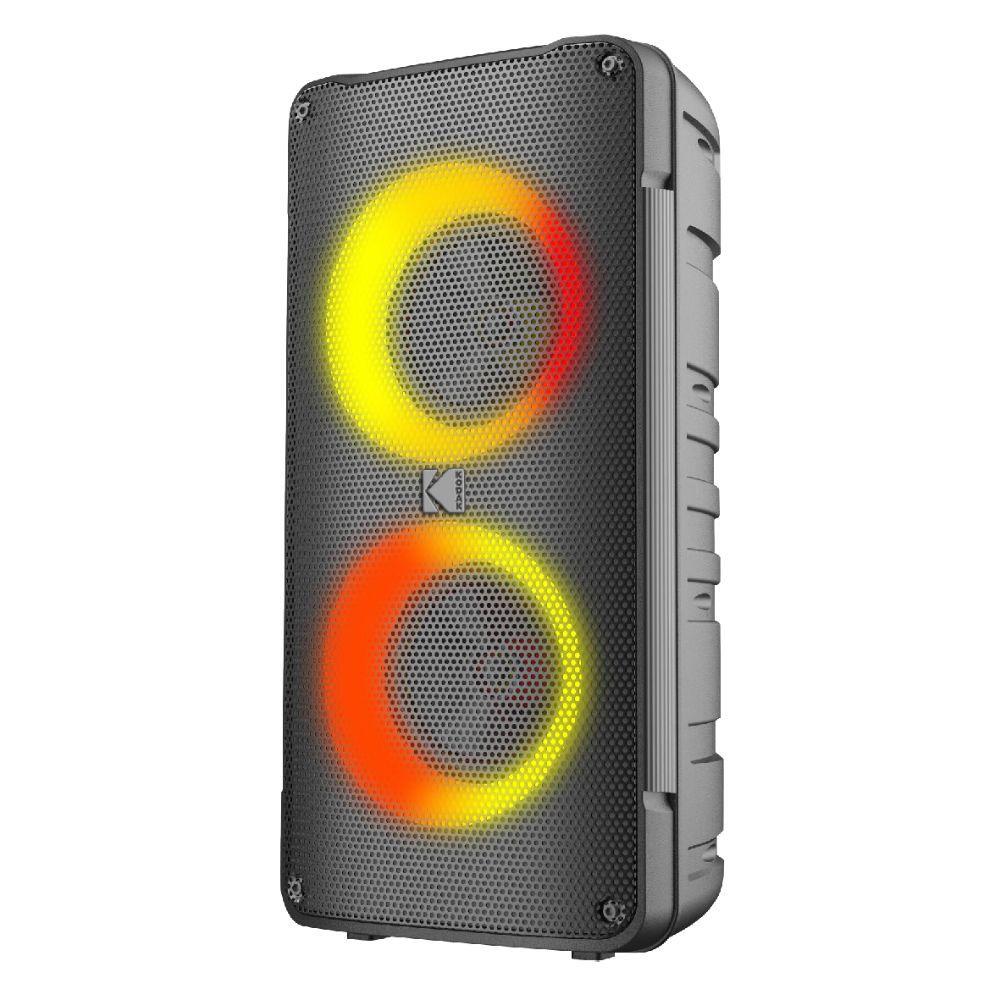 Kodak PRPS-1775 Portable Party Speaker - 4'' Double Woofer, Bluetooth, TWS, USB/TF, AUX & Karaoke Input, Disco Lights, 3000mAh Battery, Wireless Microphone Included - Black