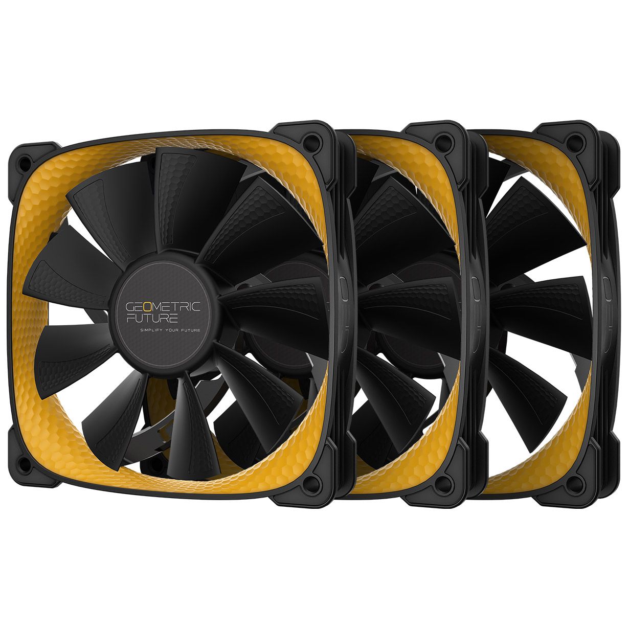 Geometric Future Squama RGB Fans, 3-Pack - 120mm, Black/Yellow