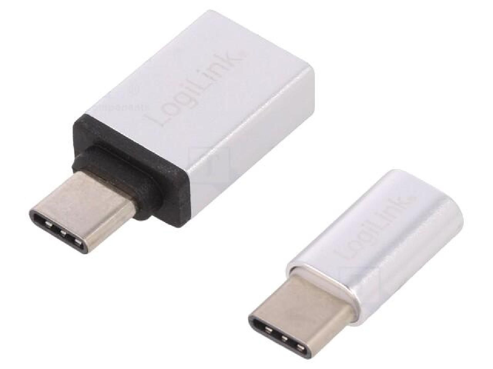 ADNAuto USB 2.0 to USB 3.0 Adapter - Micro USB B to USB A Female - USB C Male Connector - Mat Aluminum