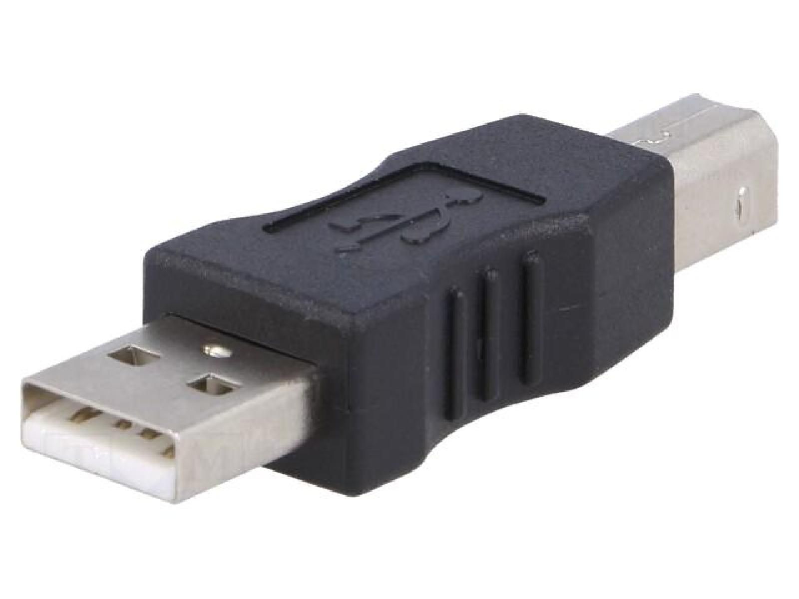 Adaptador ADNAuto USB 2.0 - USB A macho a USB B macho - Negro