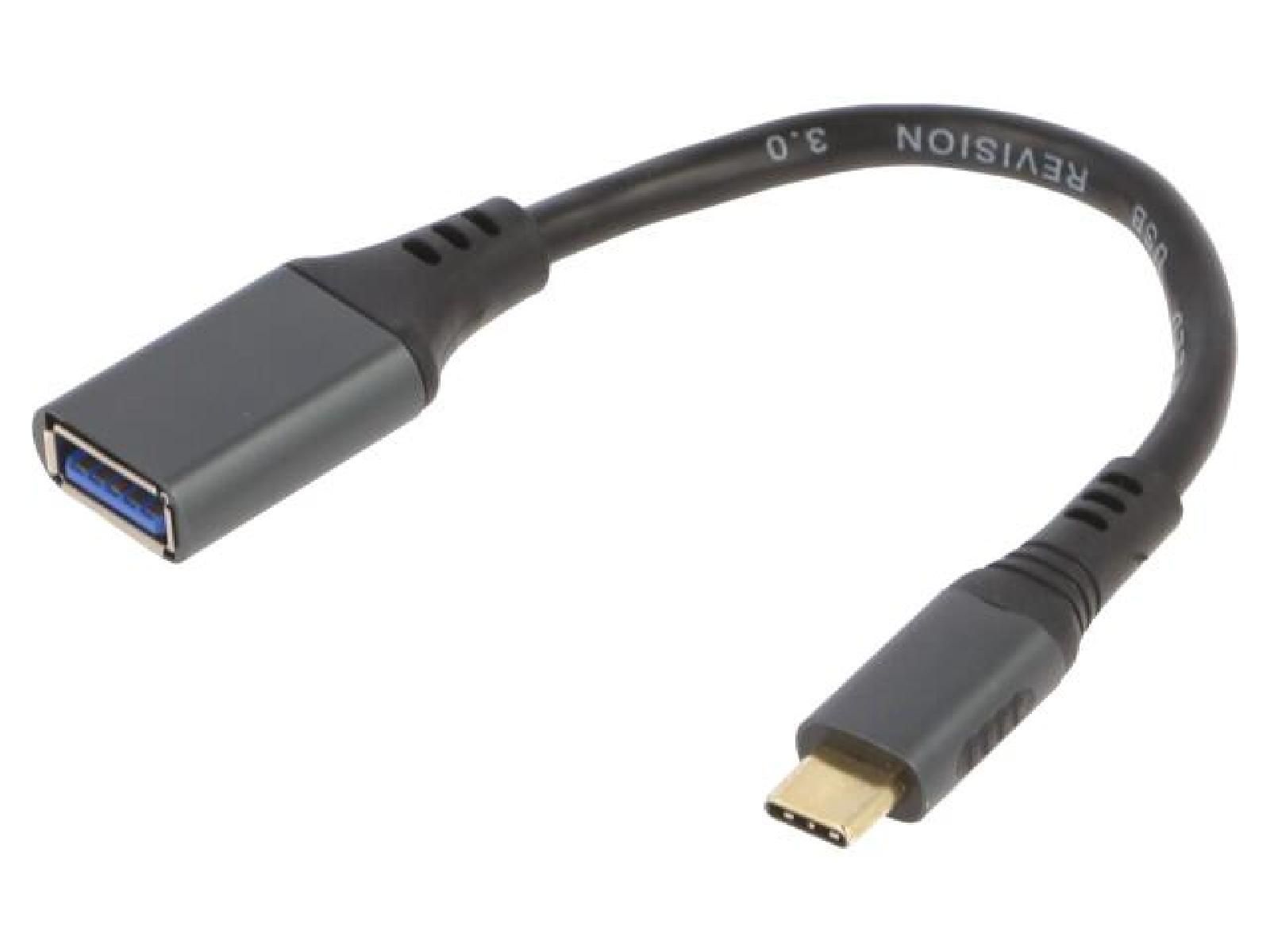 ADNAuto USB-C to USB A Adapter 0.15m - Black