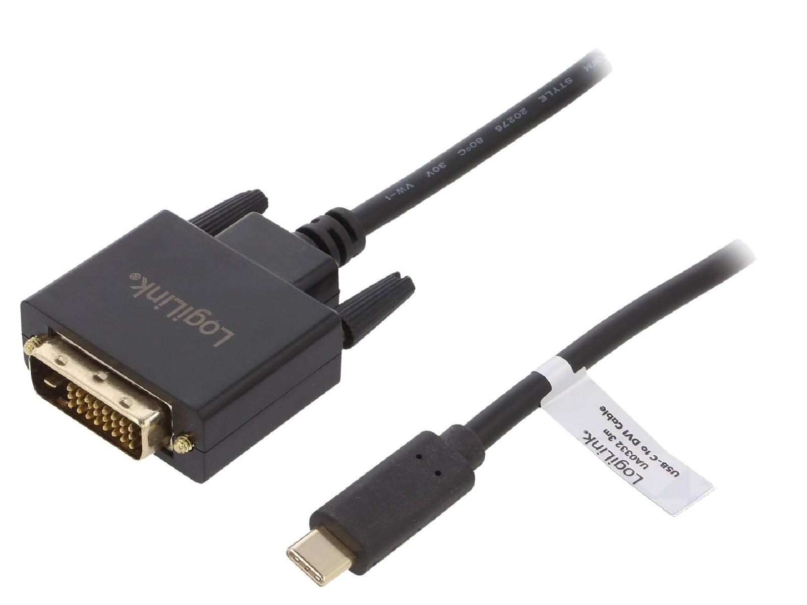 ADNAuto DVI-D to USB C Adapter - 3m Black