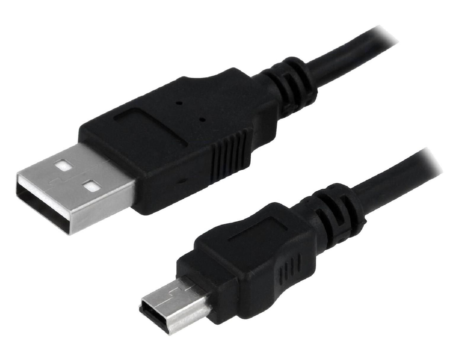 ADNAuto USB 2.0 Cable, 1.8m, Black (USB A Male to USB B Mini Male)