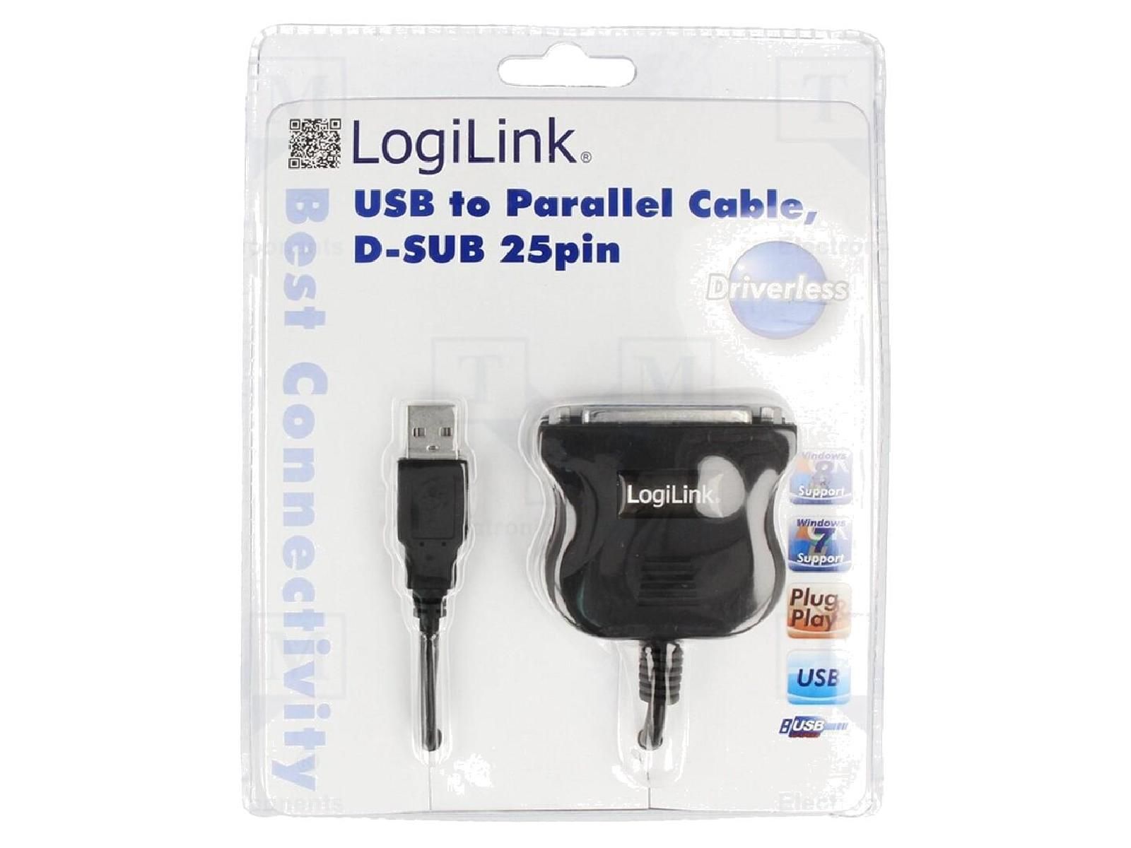 ADNAuto USB 1.1 Adapter - 25-Pin D-Sub Female to USB A Male, 1.8m Black