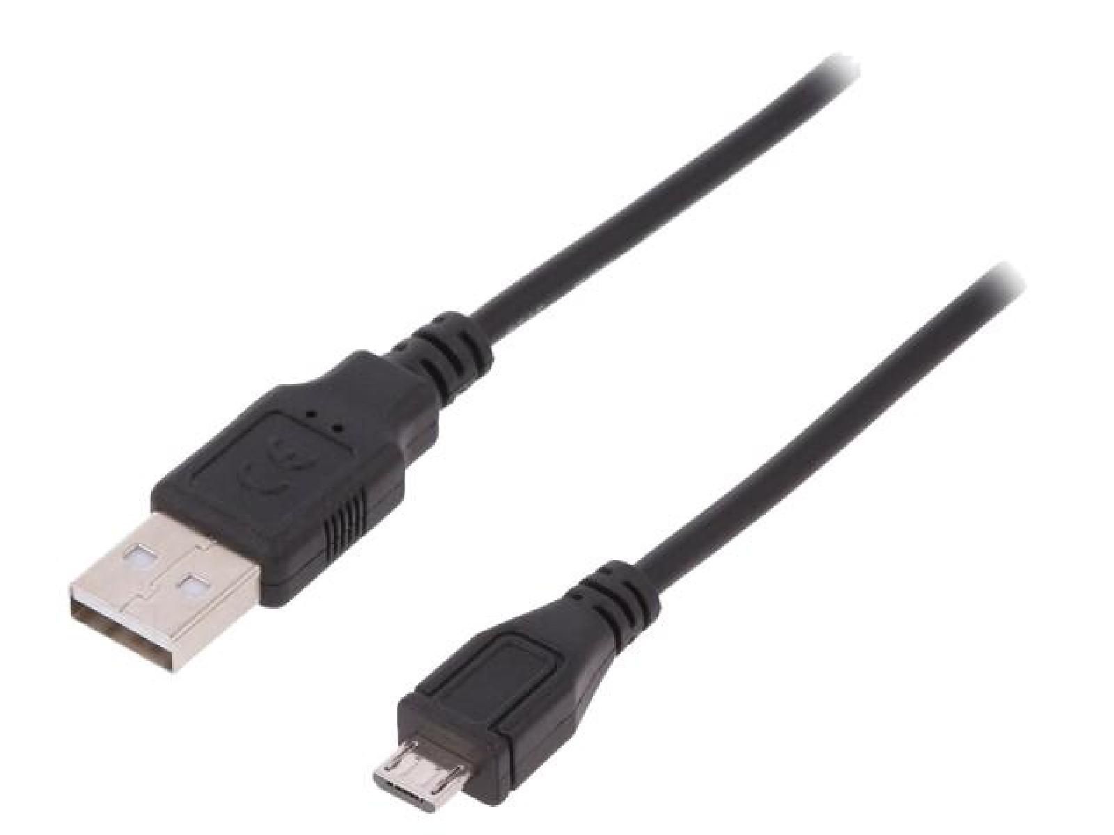 ADNAuto USB 2.0 Cable - 1m, Nickel, Black (USB A to Micro USB B)