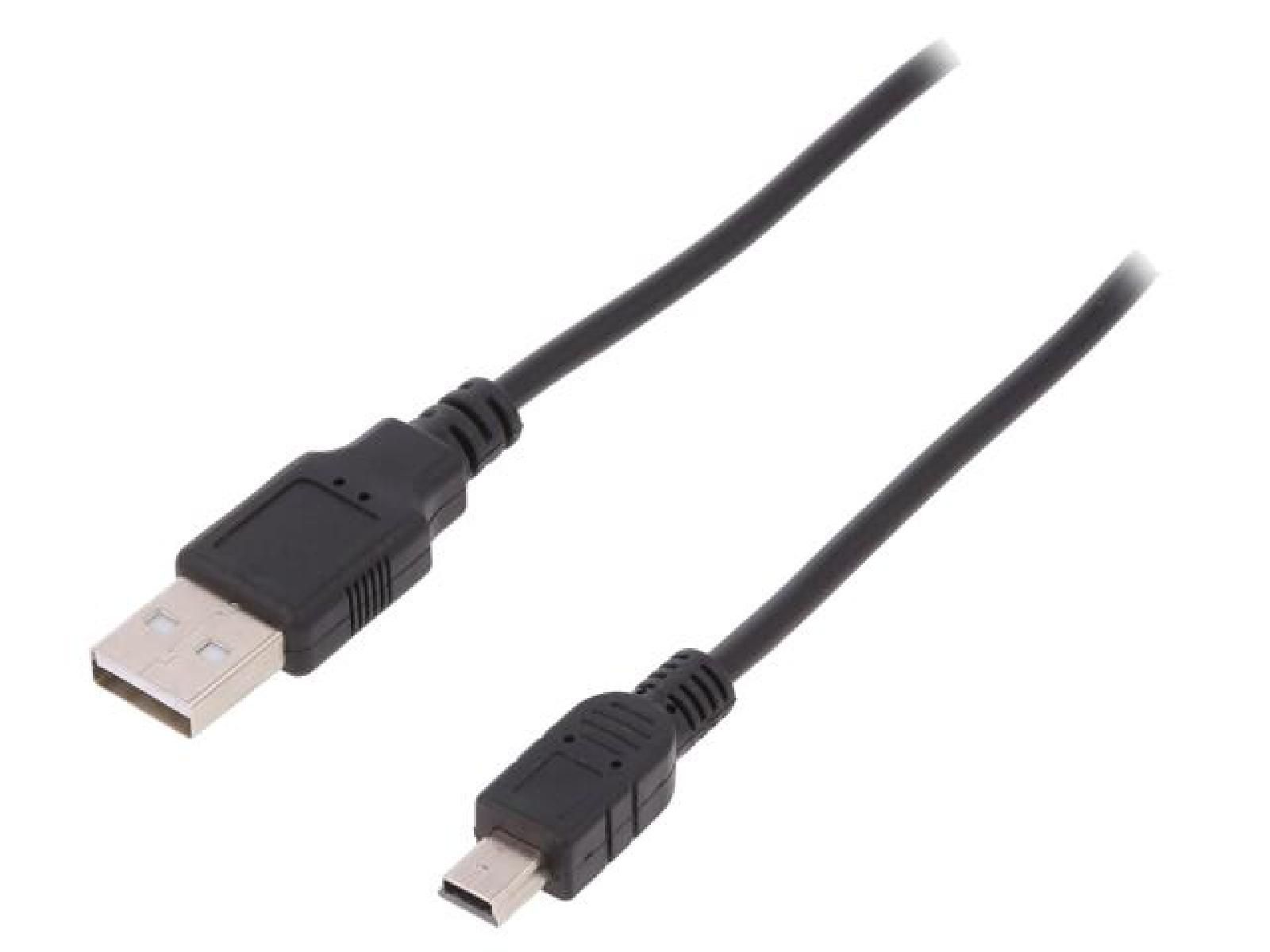ADNAuto USB 2.0 Cable - Nickel Plated A to Mini B, 1.8m Black